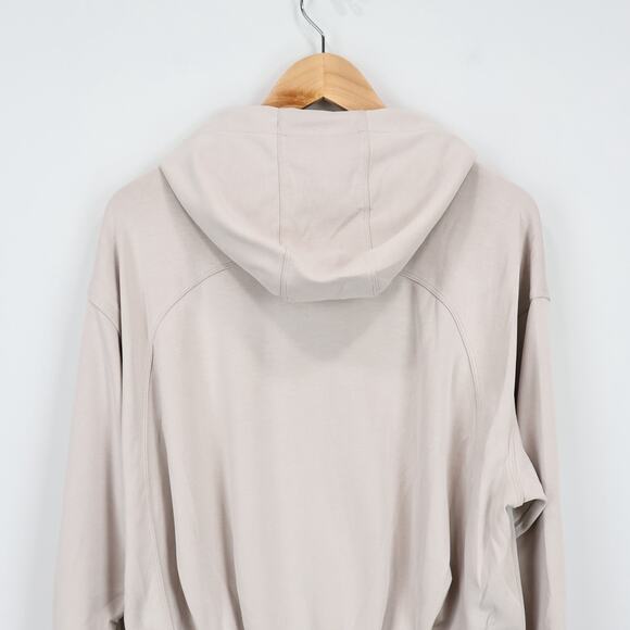 NWT Athleta Seasoft Bubble Hem Stretch Relaxed Fit Hoodie In Abalone Tan Small - Picture 7 of 10